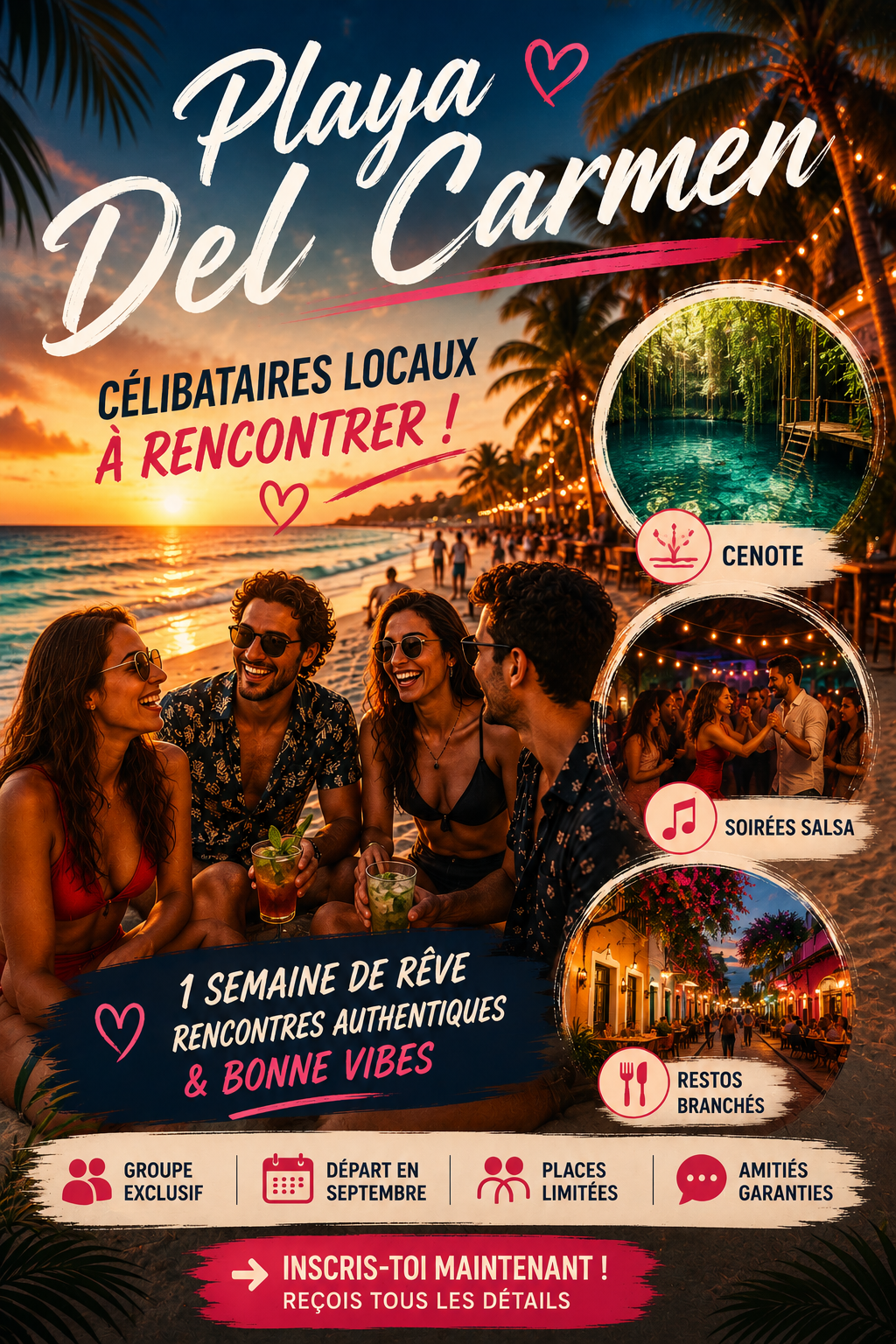 🇲🇽 Playa del Carmen : Connectez avec des célibataires locaux ! 🌴